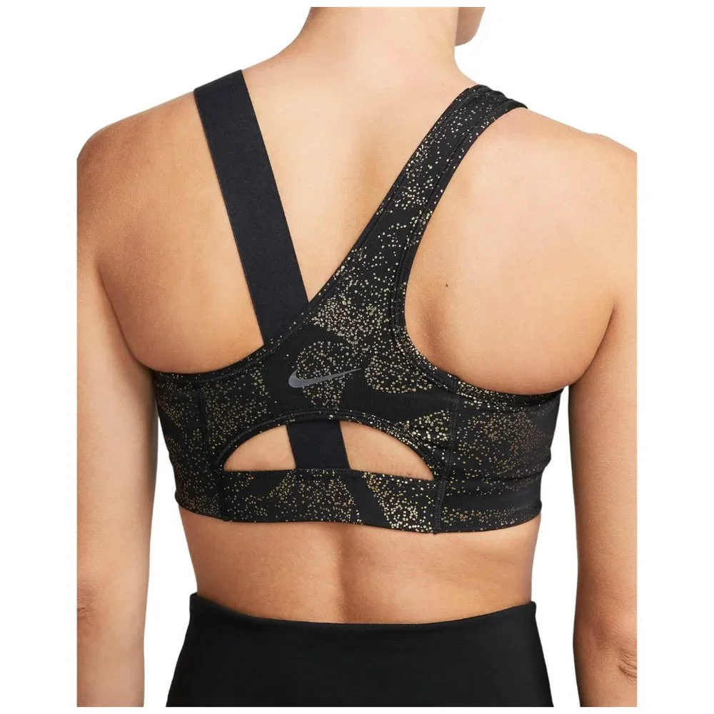 Small - NIKE Sports Bra - Non-Padded Medium-Support Stardust Black NEW - Picture 3 of 7